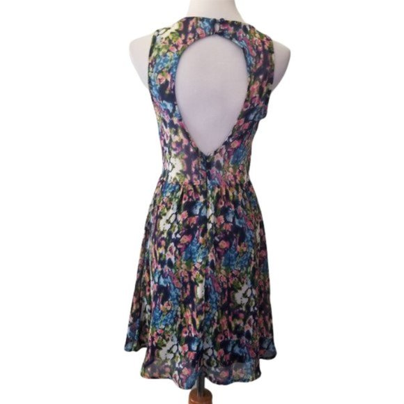 Lush multi colored rain drop back dress size S (Z-13) - Picture 1 of 8
